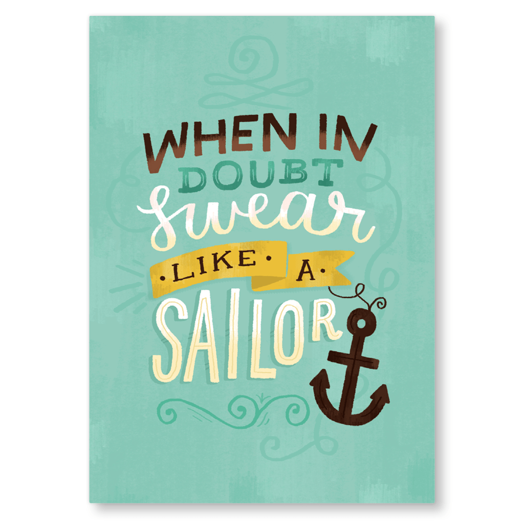 When In Doubt Swear Like A Sailor Postcard | Whale & Bird